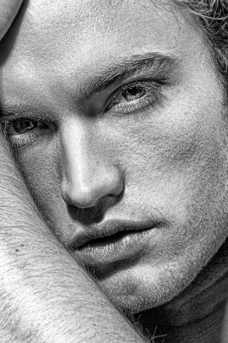 black and white male portrait