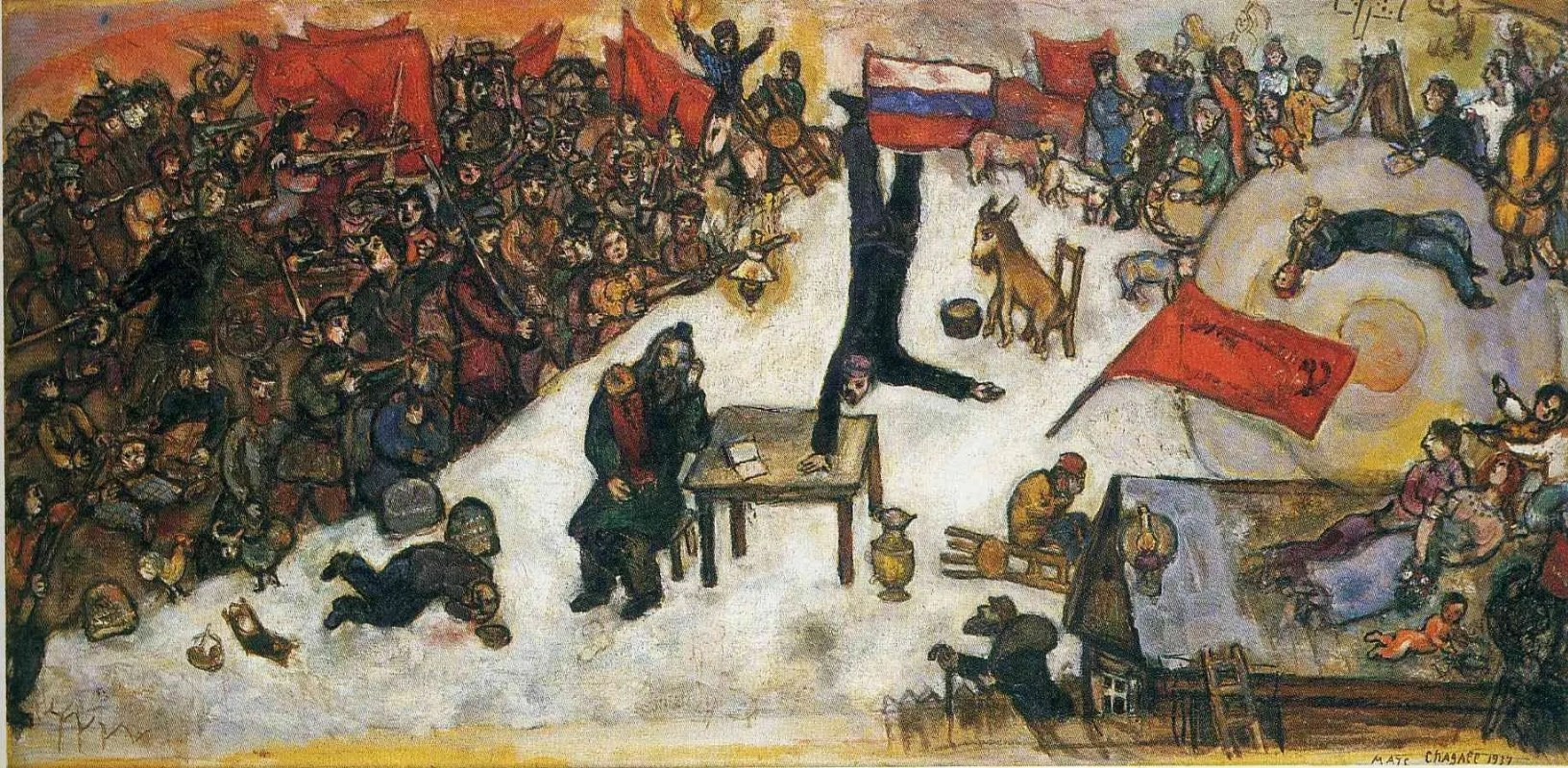 This image is a painting titled The Revolution (or Esquisse pour La Révolution) created in 1937 by the artist Marc Chagall 