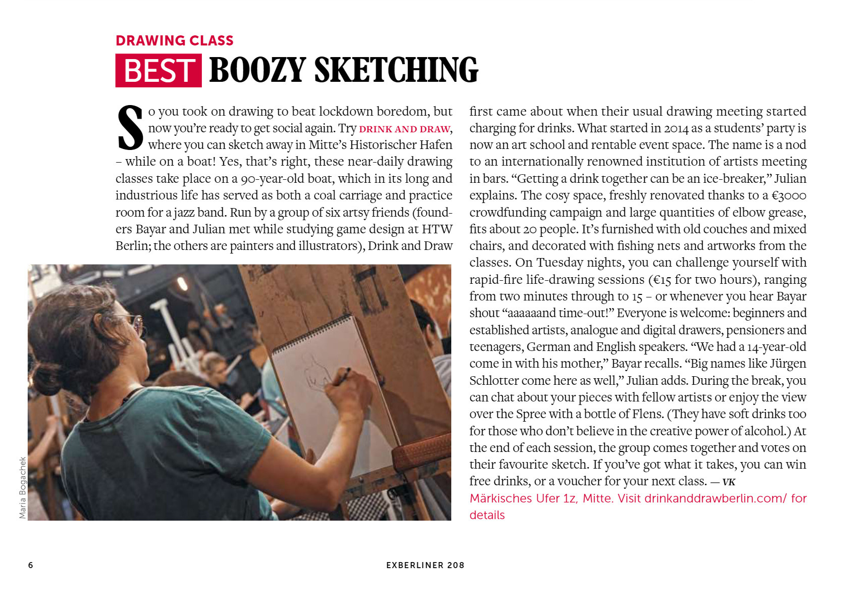 Drink and Draw for Exberliner magazine. Maria Bogachek Photography