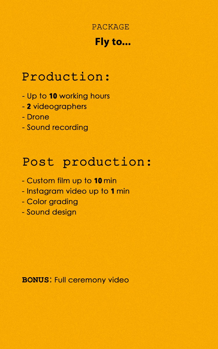 Services. Videographers Storytellers film Italy France