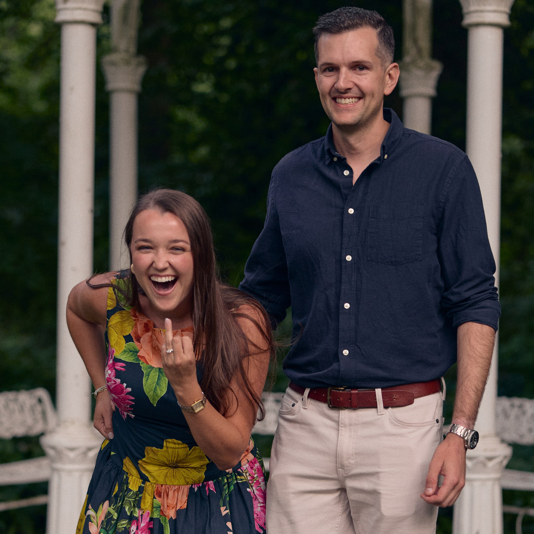 A Romantic Surprise Proposal at Columbus Park of Roses | Columbus Proposal Photographer. Kovyphoto