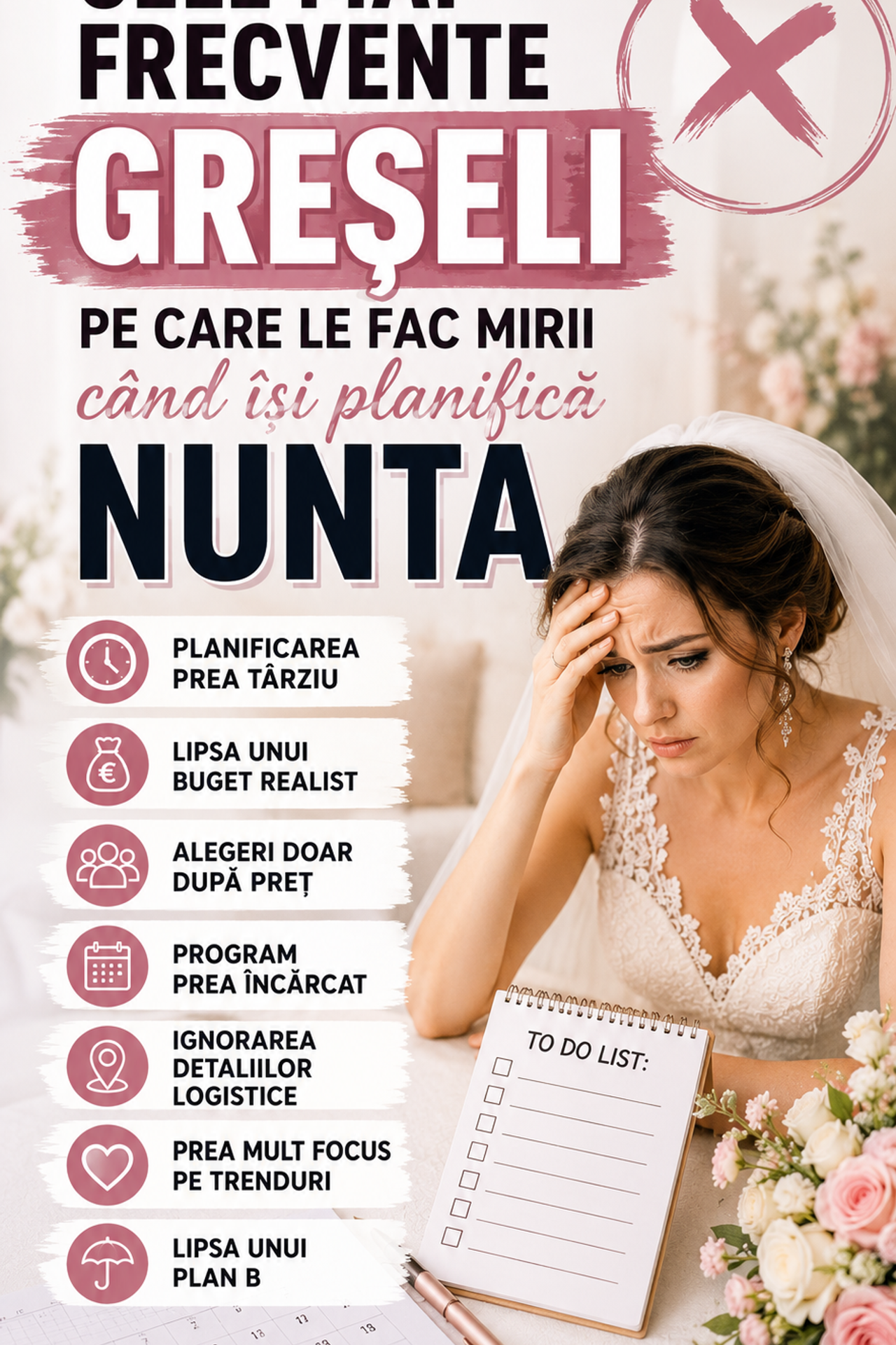 Cele mai frecvente greșeli în organizarea nunții