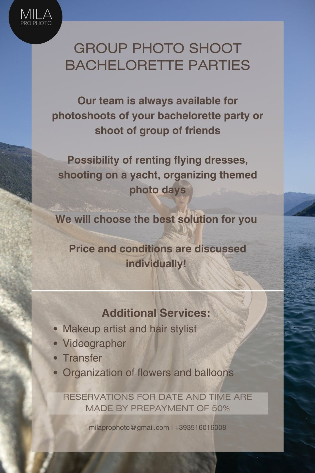 Price List. Photographer in Milan |Mila Pro Photo