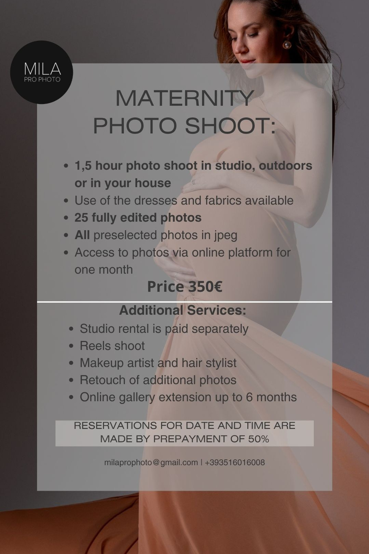 Price List. Photographer in Milan |Mila Pro Photo