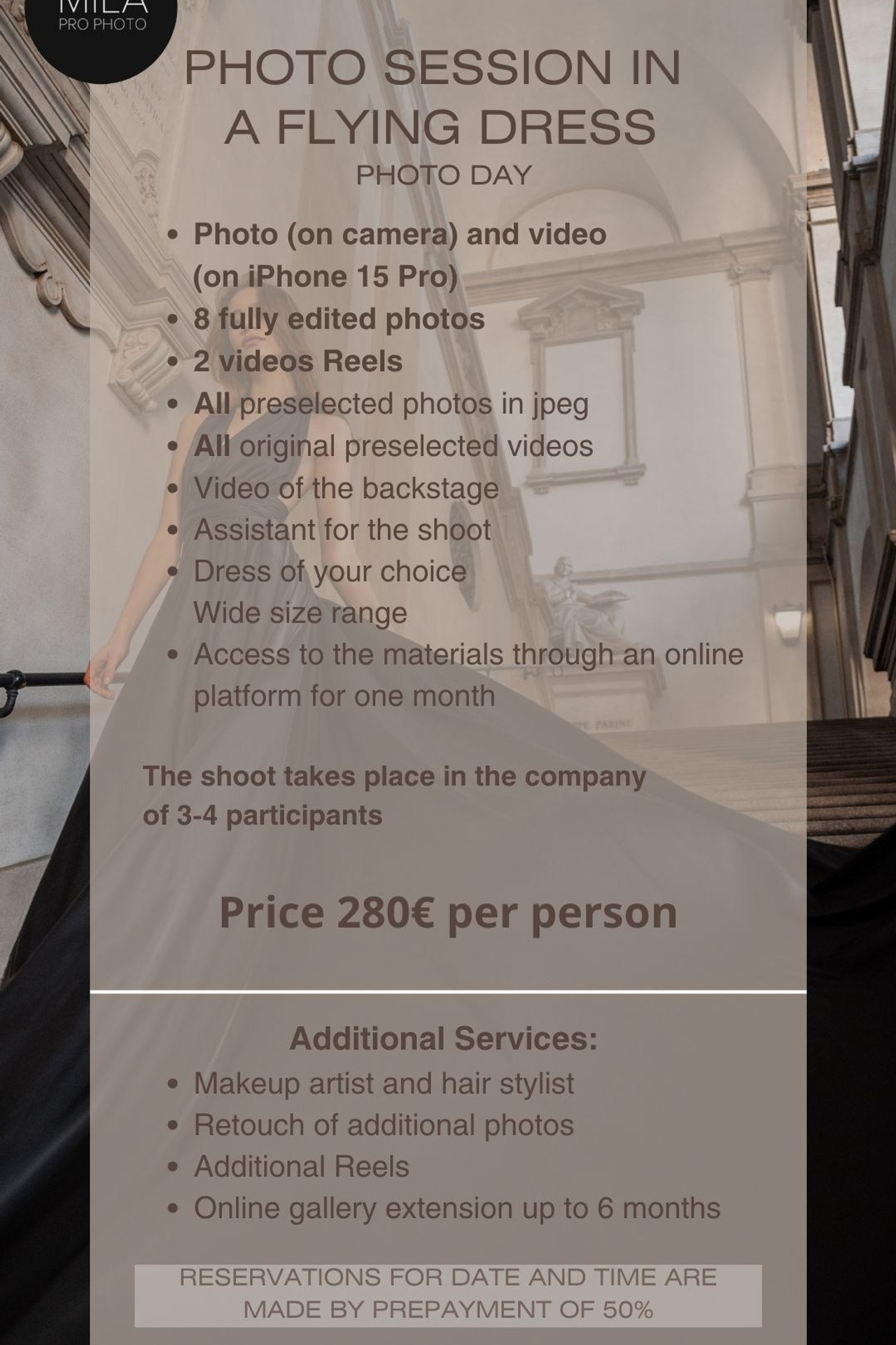 Price List. Photographer in Milan |Mila Pro Photo