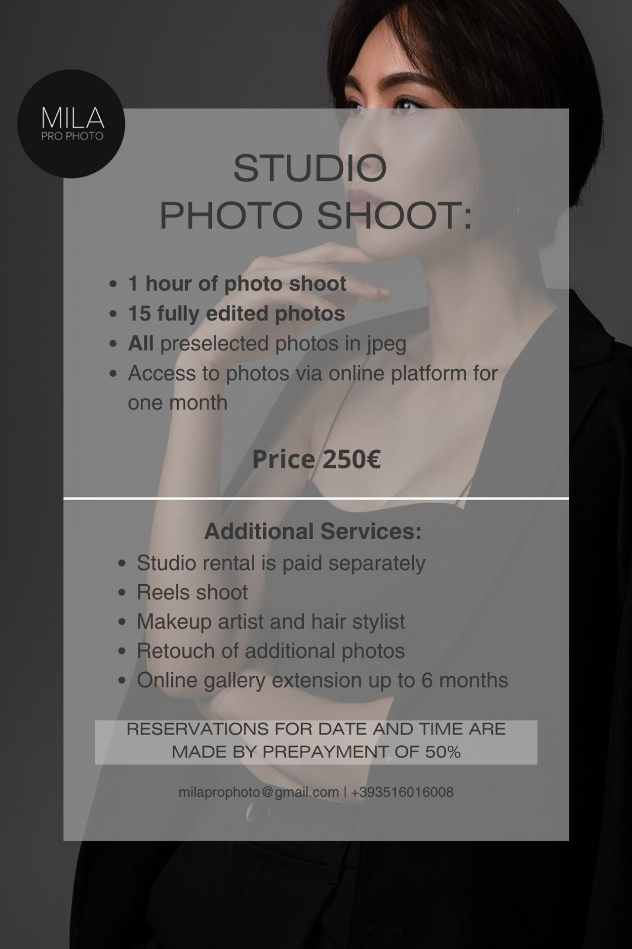 Price List. Photographer in Milan |Mila Pro Photo