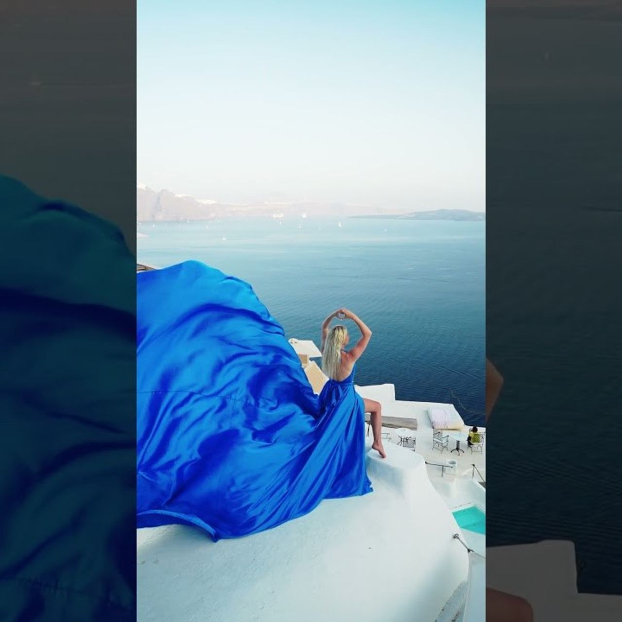 Sky Blue Flying Dress in&nbsp;Santorini ✨ Couple Romance