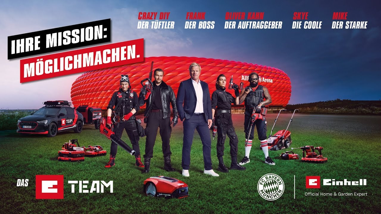 “Hollywood`s A Team is back as the German`s mad E Team for Einhell!”. Charley Stadler