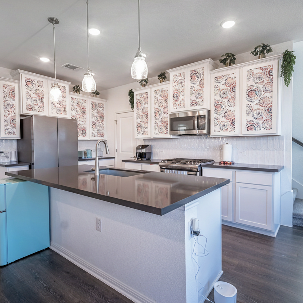 Modern white kitchen interior photographed by Austin Texas interior photographer