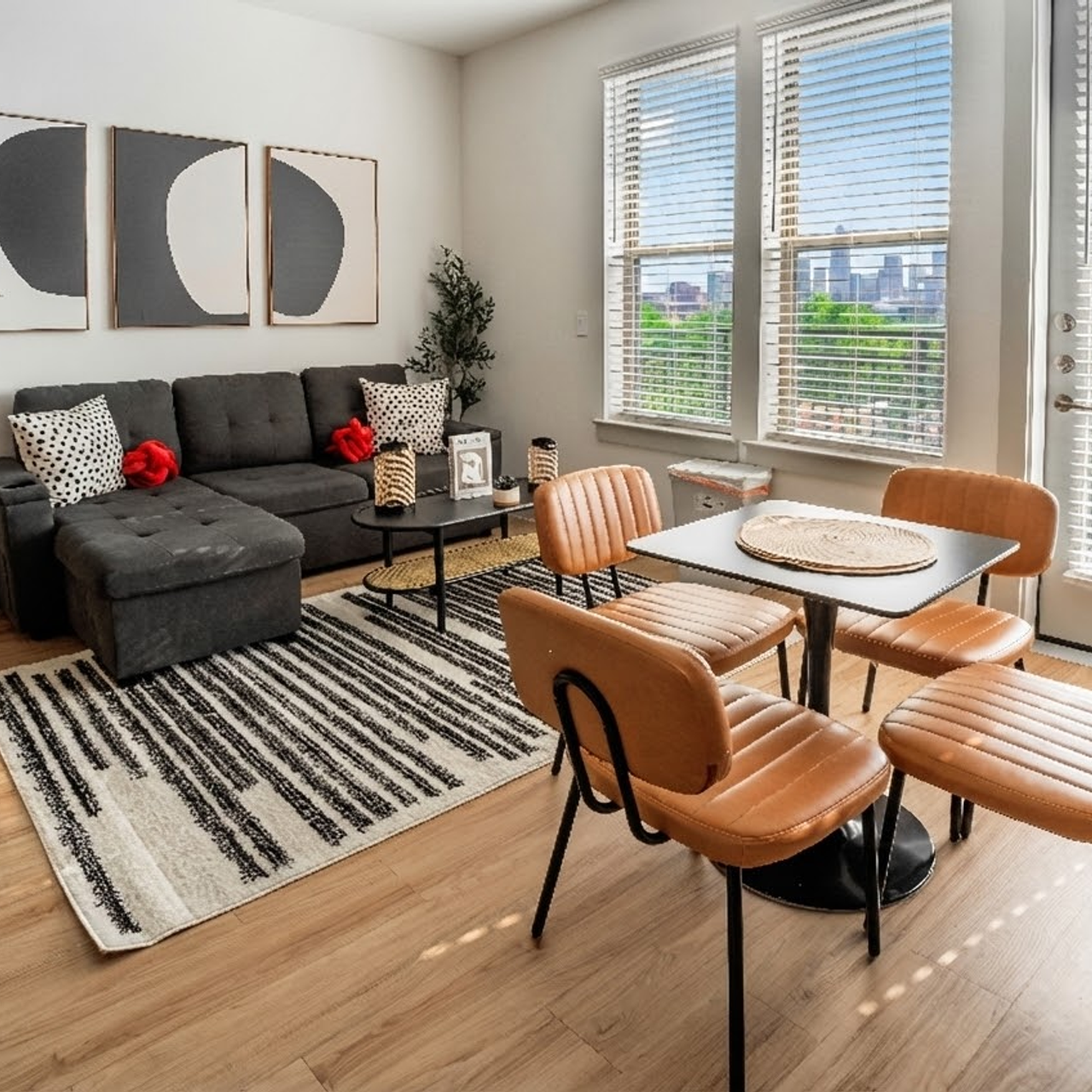 Modern living room interior photography by Austin Texas interior photographer