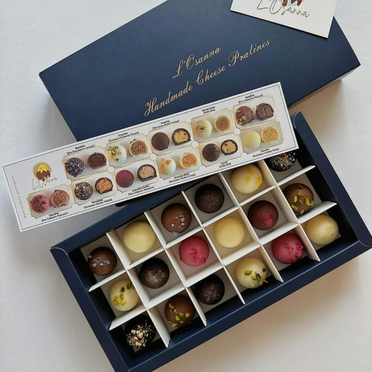 18 Käse + Schokolade Pralinen Geschenkbox