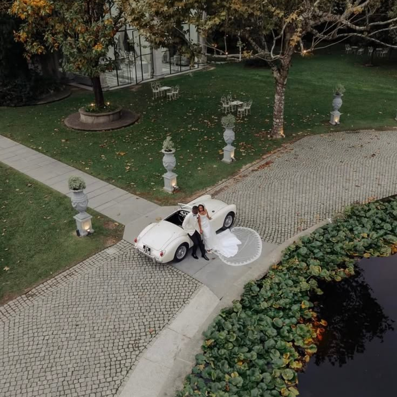 Luxury wedding couple in the gardens of Villa Pessina on Lake Como, Italy