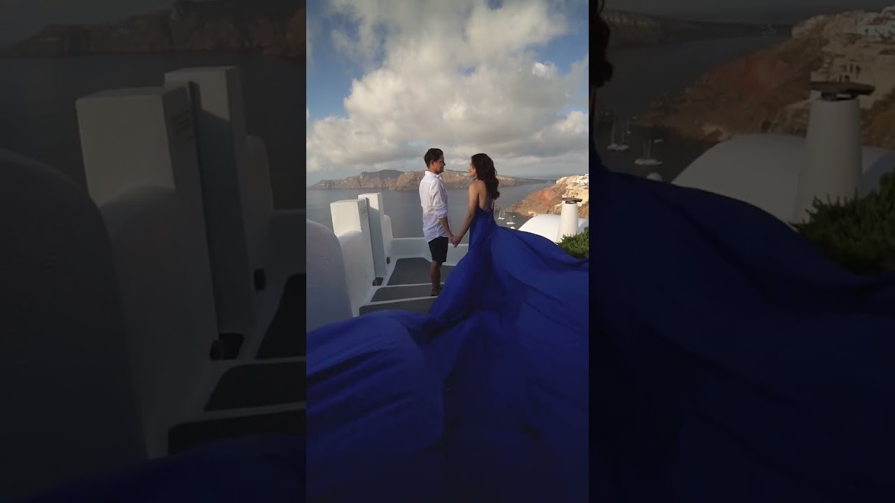 A beautiful morning in Flying dress. Photographer in Santorini SokoLOVE Alex| Flying Dress Santorini