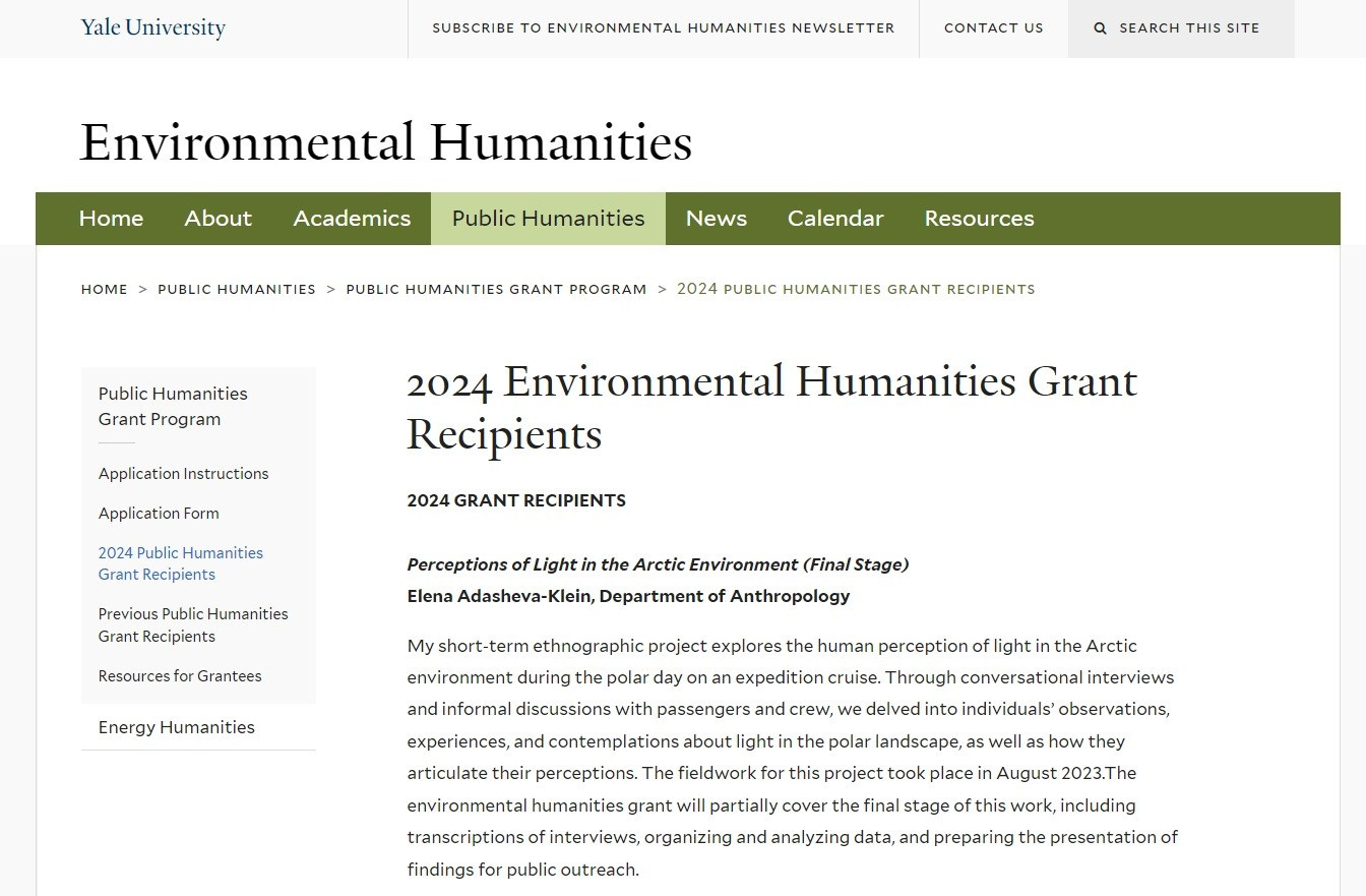 2024 Yale Environmental Humanities Grant. NEWS AND CONFERENCES