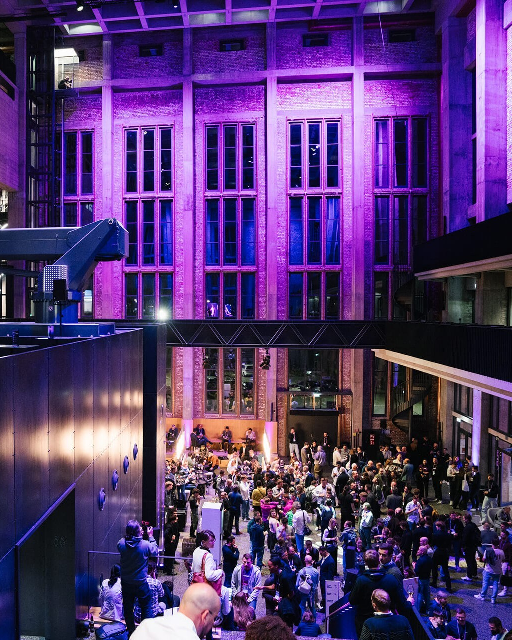 Exterior of a corporate party venue in the evening light