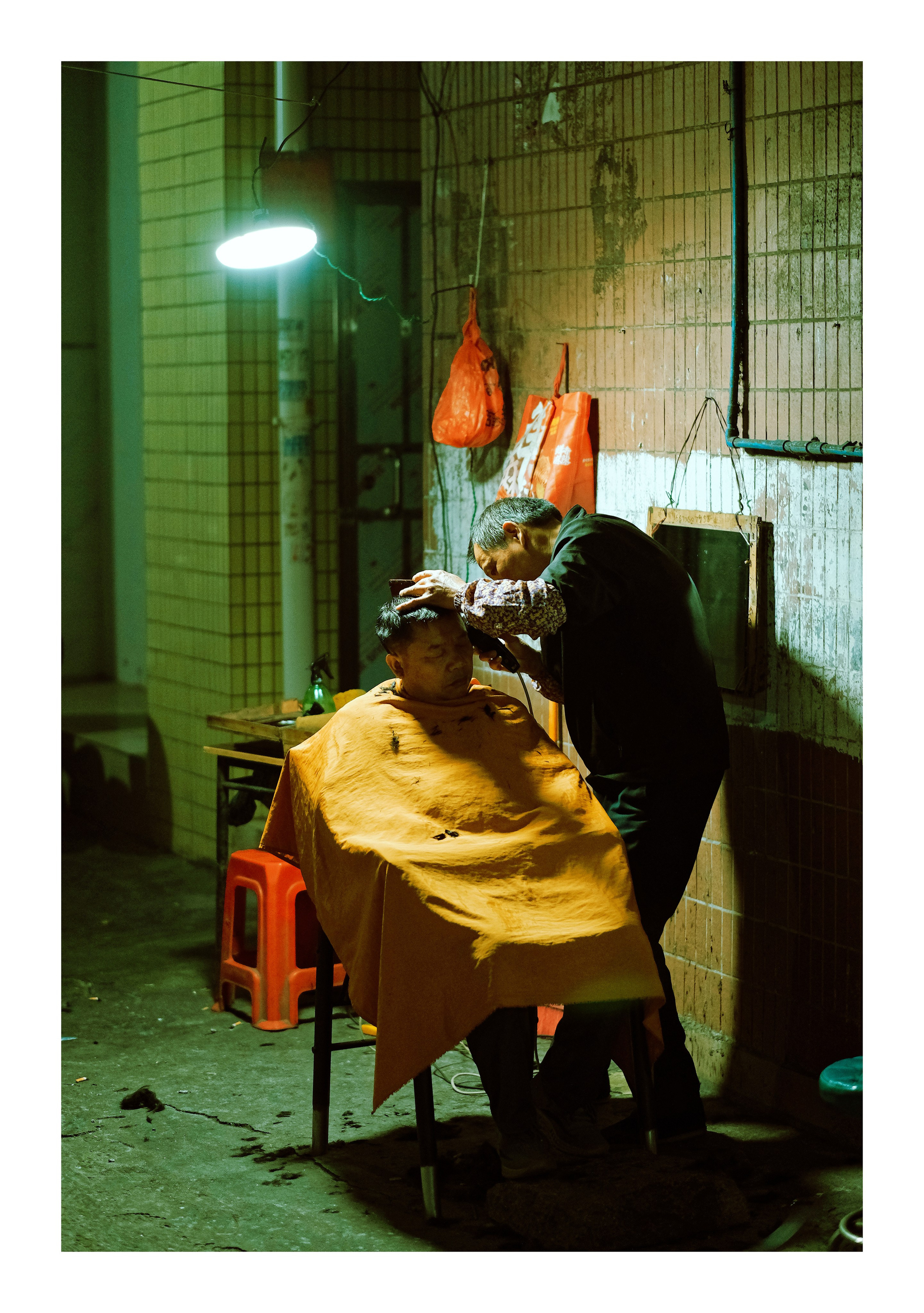 Cut Hair Street Life After Dark in Guangzhou