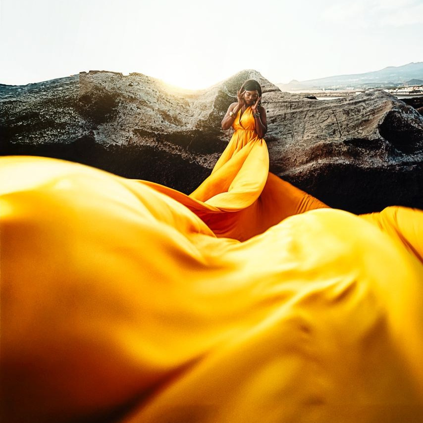 Sesión con vestido volador en Tenerife. Fotógrafa de familias, bodas, comuniones, newborn, premamá en Tenerife | Sesiones con vestidos voladores | Tania Bonnet