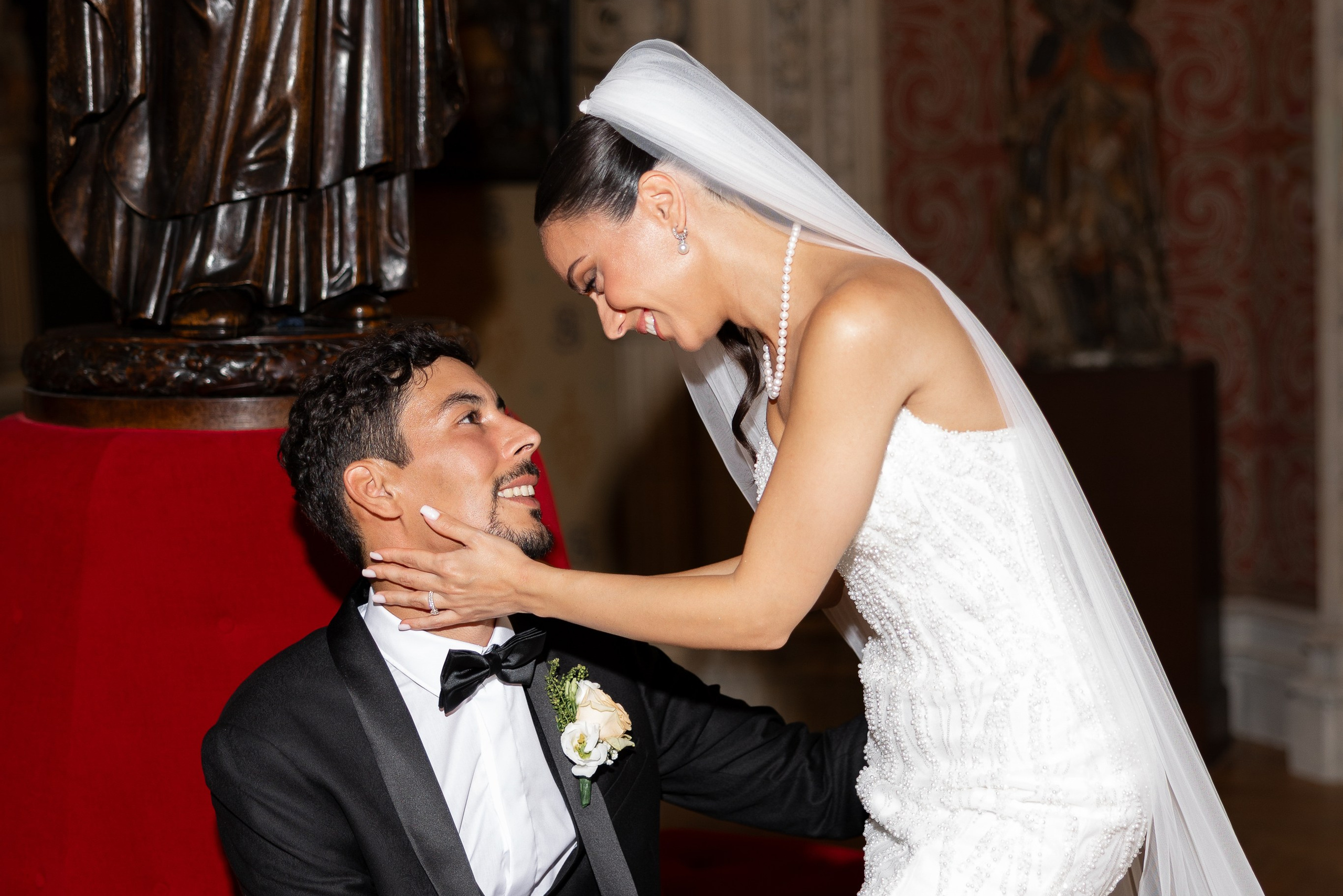Intimate wedding moment bride and groom Palais Bénédictine — multicultural wedding photographer France