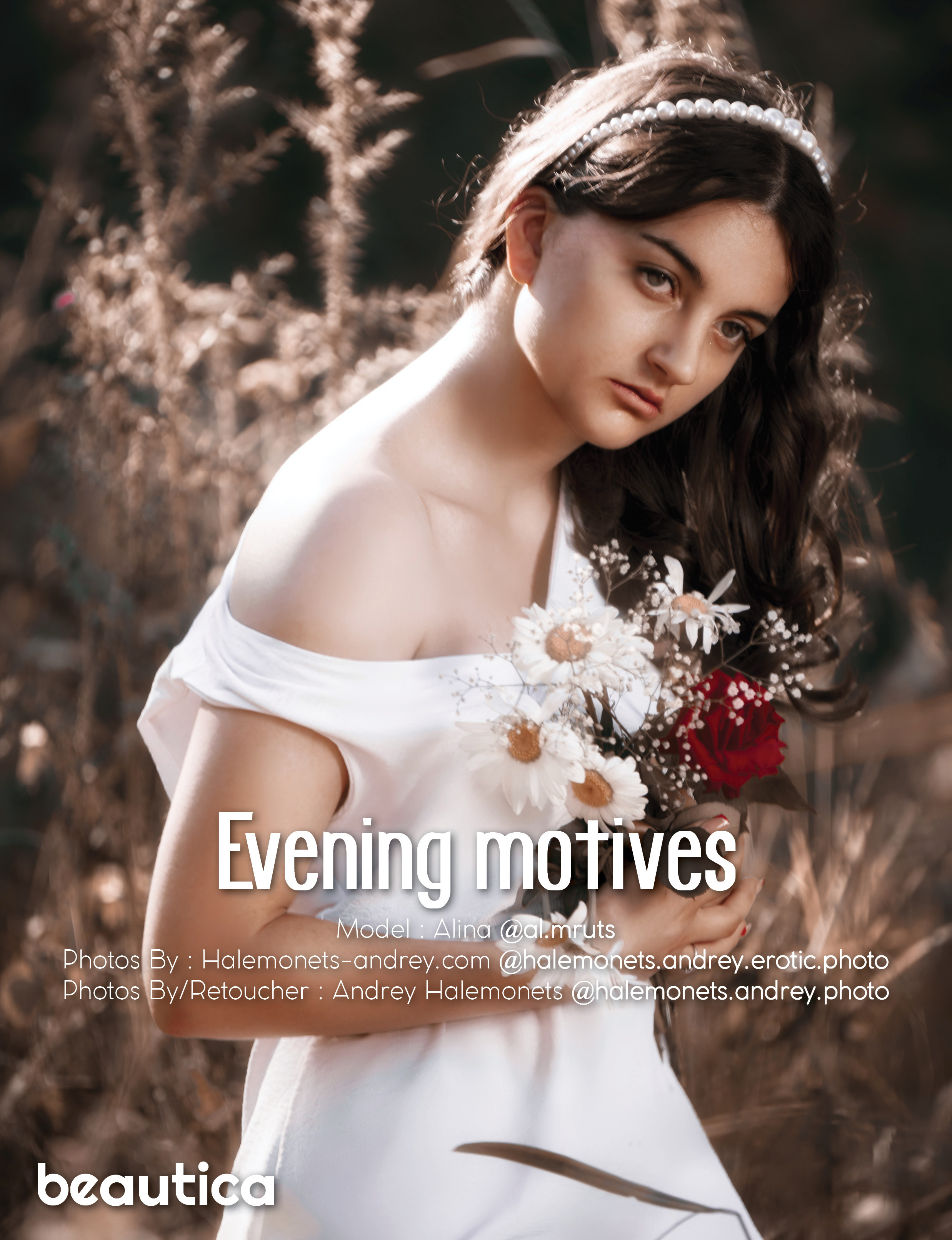 Женский жанровый портрет, девушка с цветами, фотосессия для журнала.