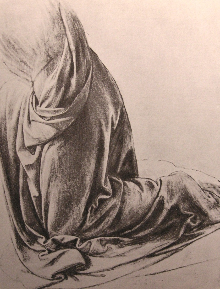 сфумато: Drawing of drapery 1500chalk, paper Private Collection Леонардо да Винчи