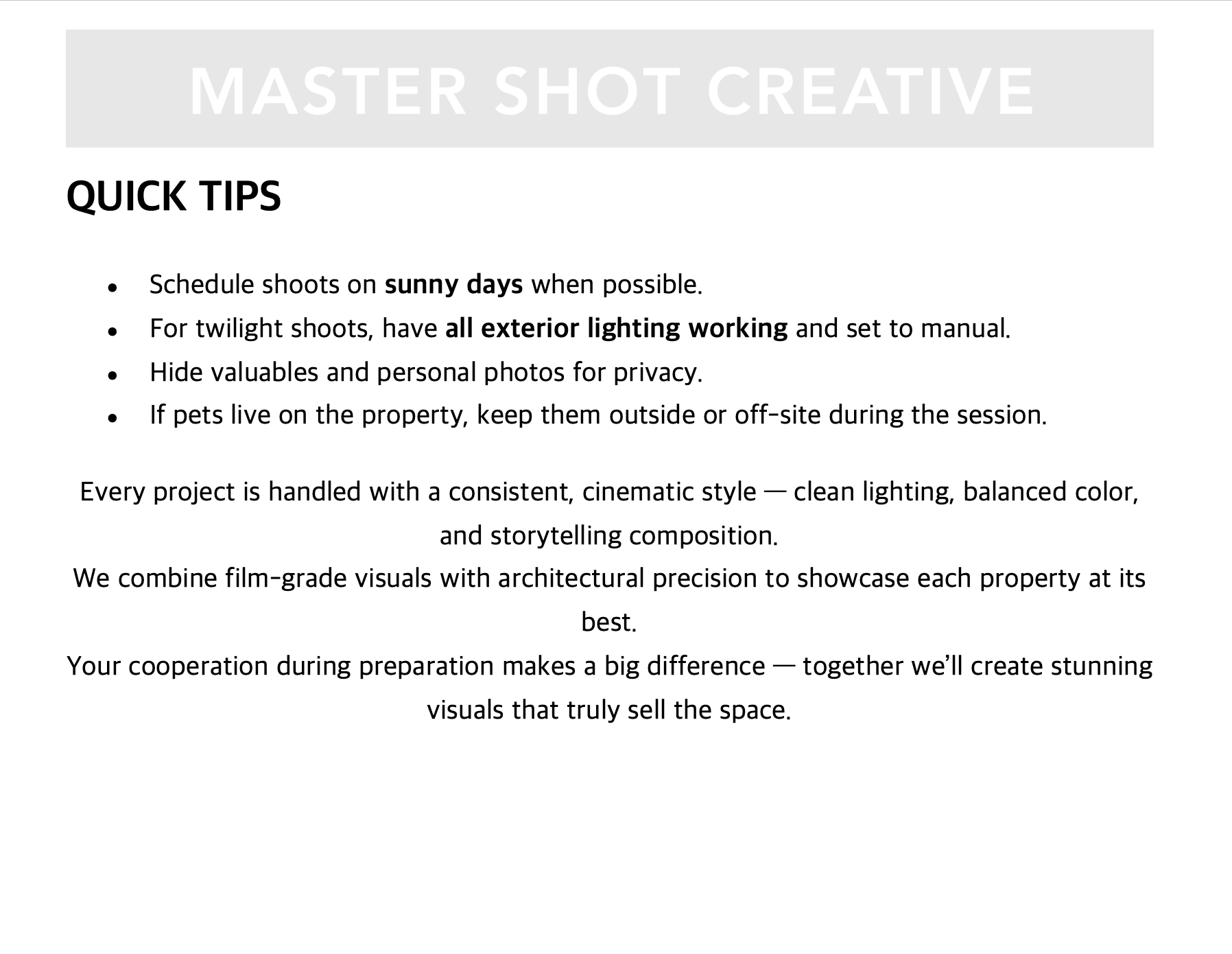 Property Preparation Guide