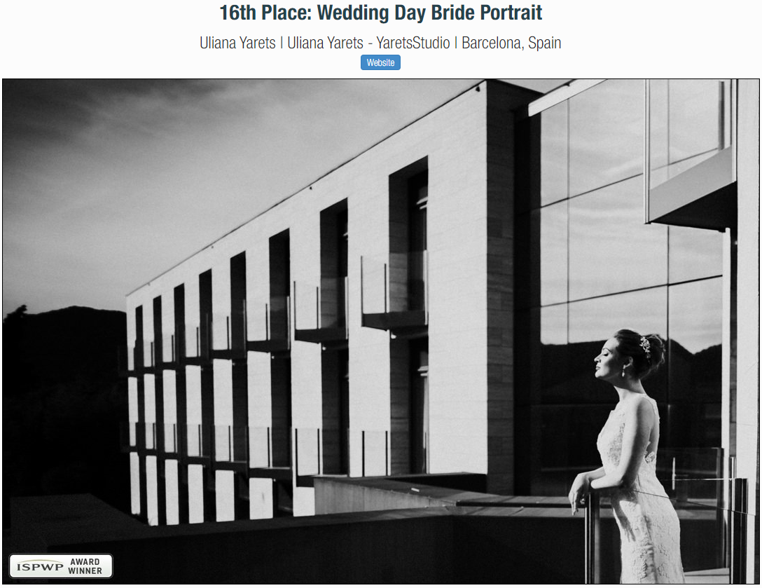ISPWP AWARDS. Wedding Photographer & Videographer in Barcelona, Europe | Yarets Studio