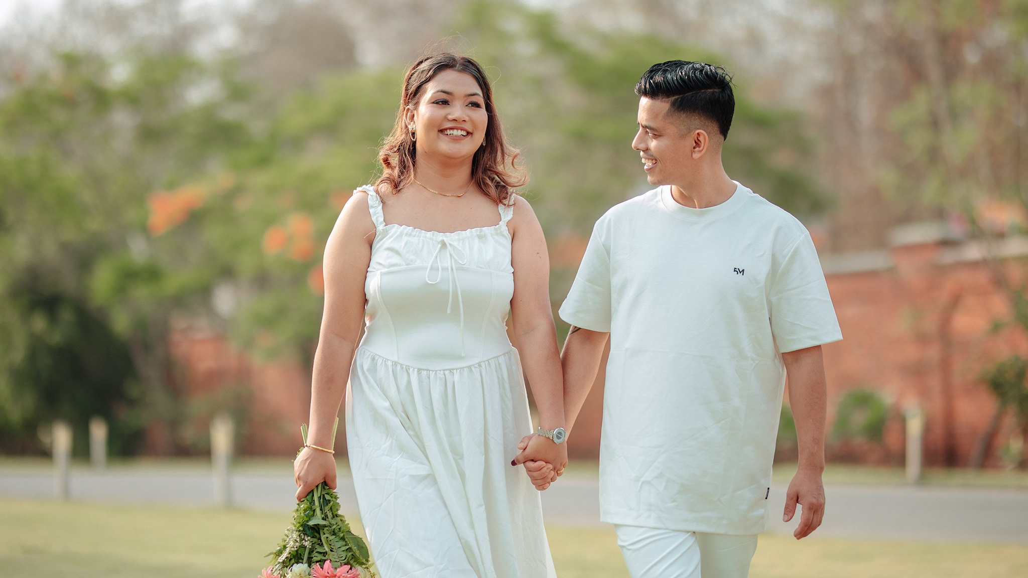 couple holding hands forever Nepali prewedding photoshoot.
