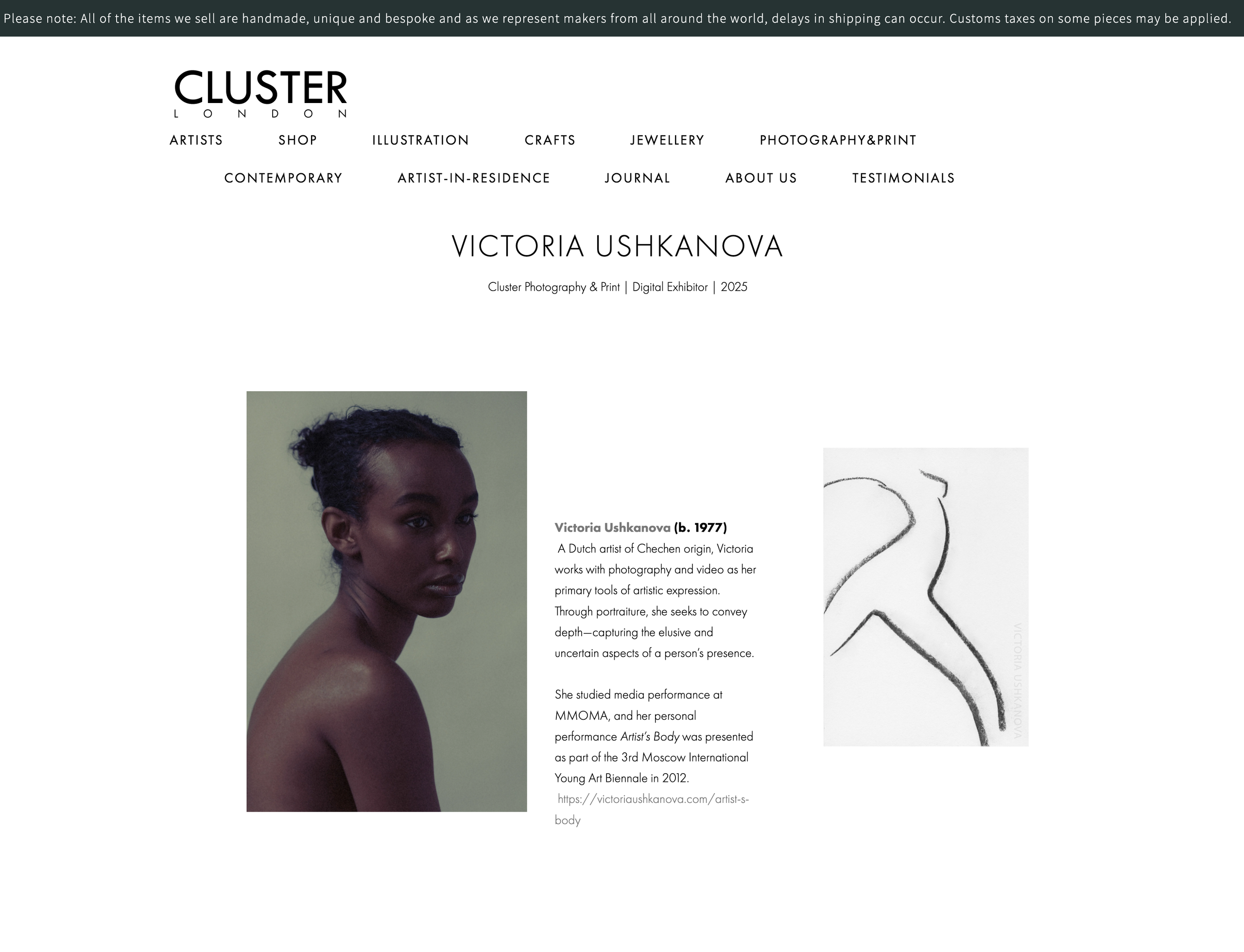 Victoria Ushaknova, photographer, is part of the Exhibition CLUSTER Photography & Print Art Fair, London 