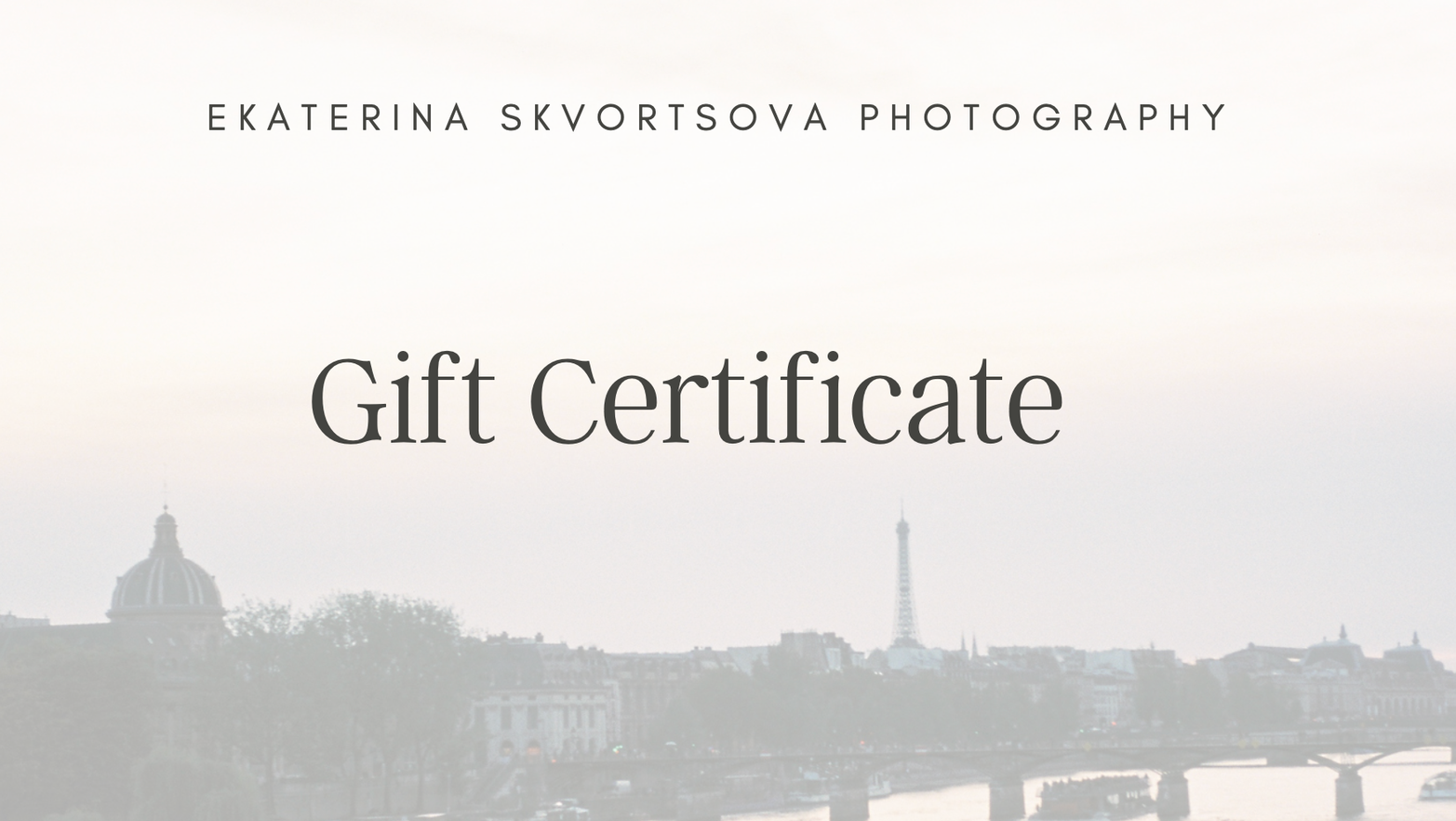 Gift Certificate. Photographe Paris