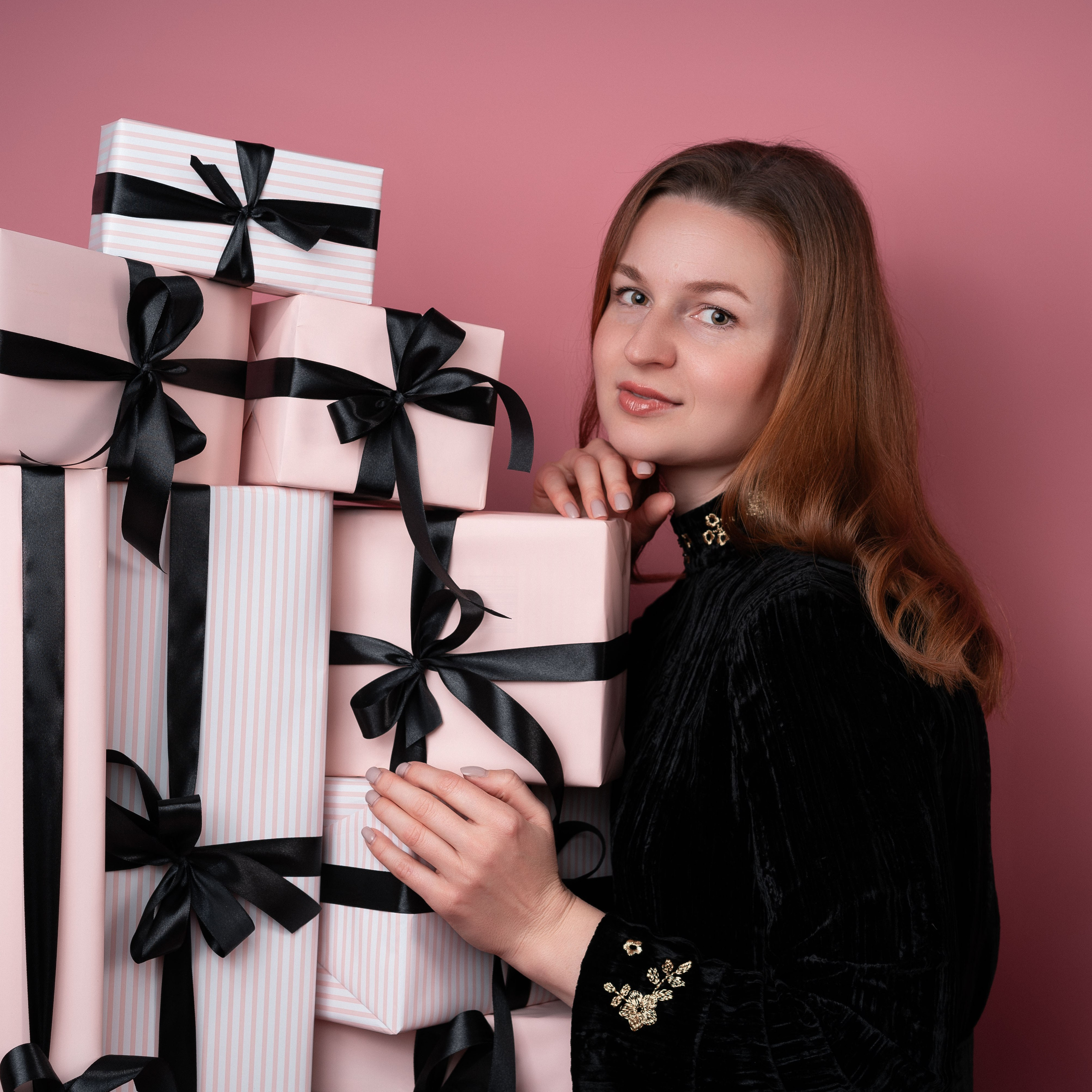 Pink Kerst Fotoshoot. Tatyana Van Hedent een fotograaf te Zele, Oost-Vlaanderen