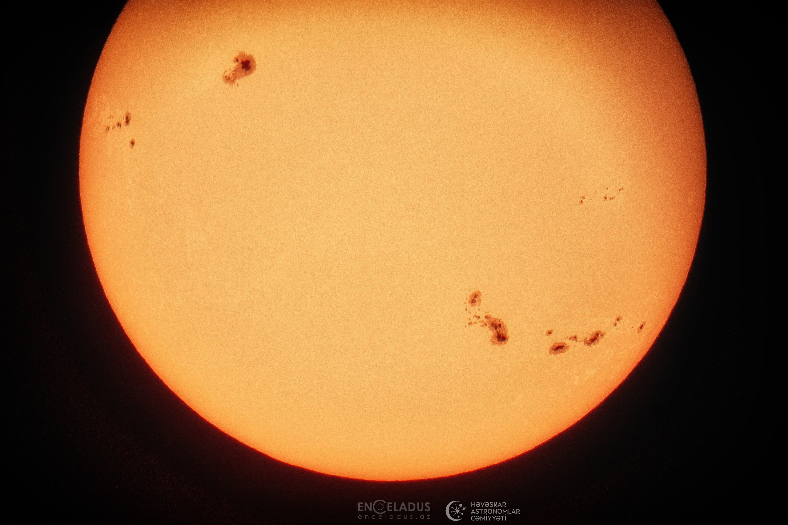 Günəş və ləkələri. Həvəskar Astronomlar Cəmiyyəti — Astronomy.az