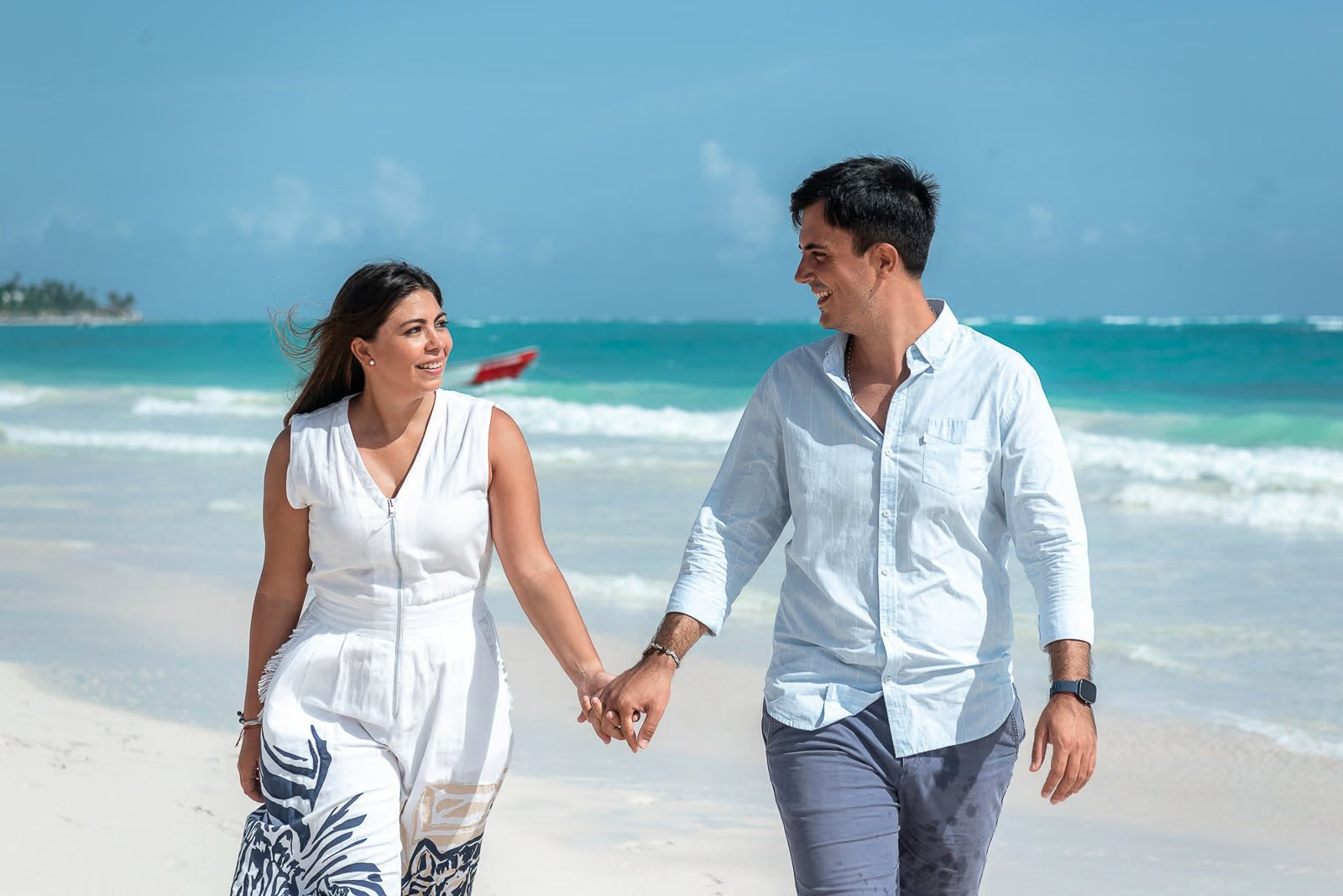 Romantic couple photoshoot on Bavaro Beach in the Dominican Republic