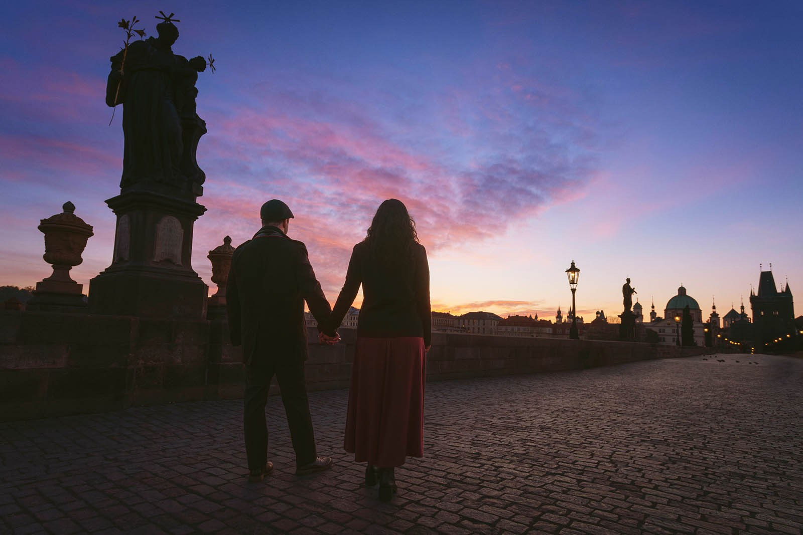 Aimee & Jonathan Sunrise Proposal on Charles Bridge, Prague | Engagement Photographer Prague