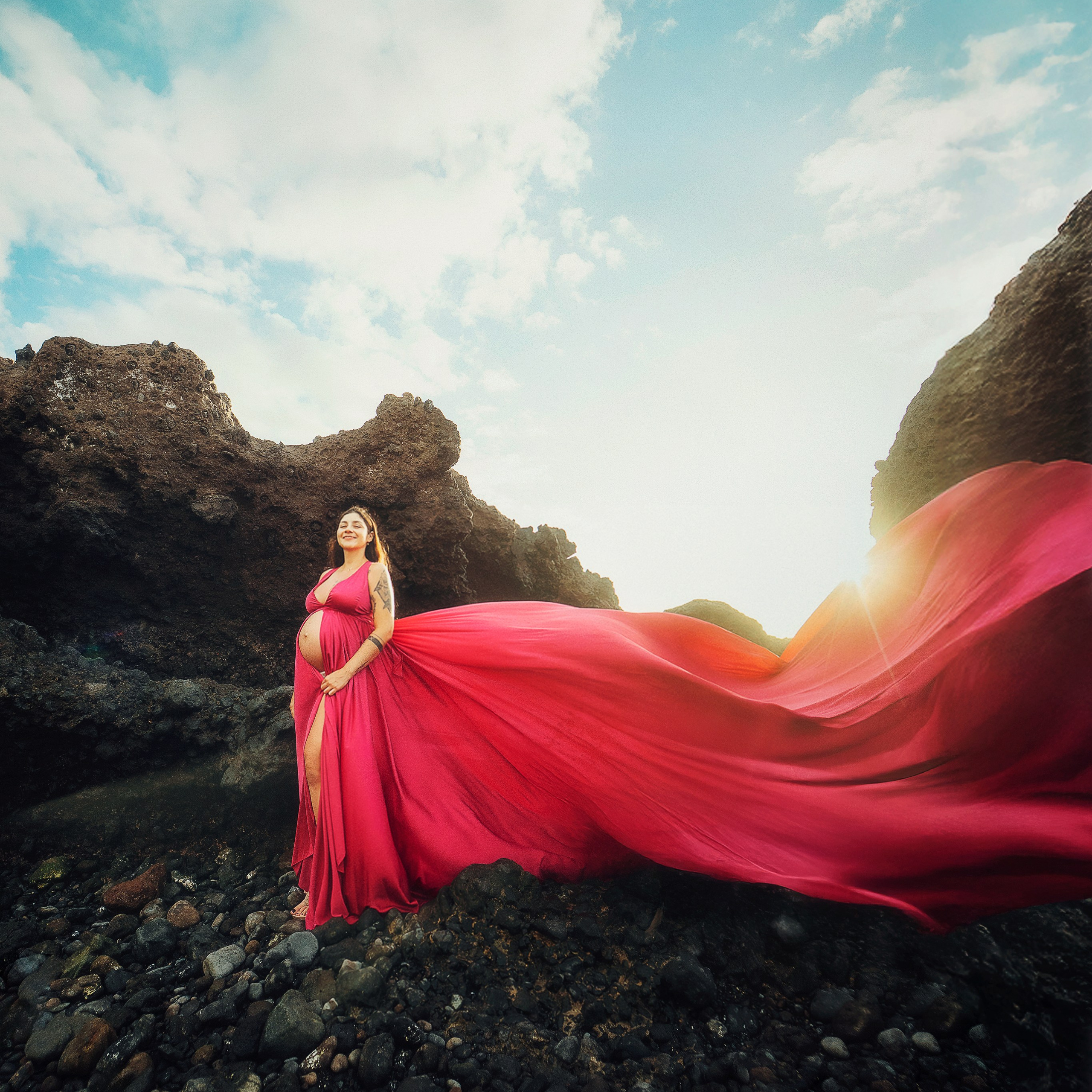 Фотосессия беременности на Тенерифе — съёмка для будущих мам. Таня Боннет | Профессиональный фотограф на Тенерифе — Летящие платья
