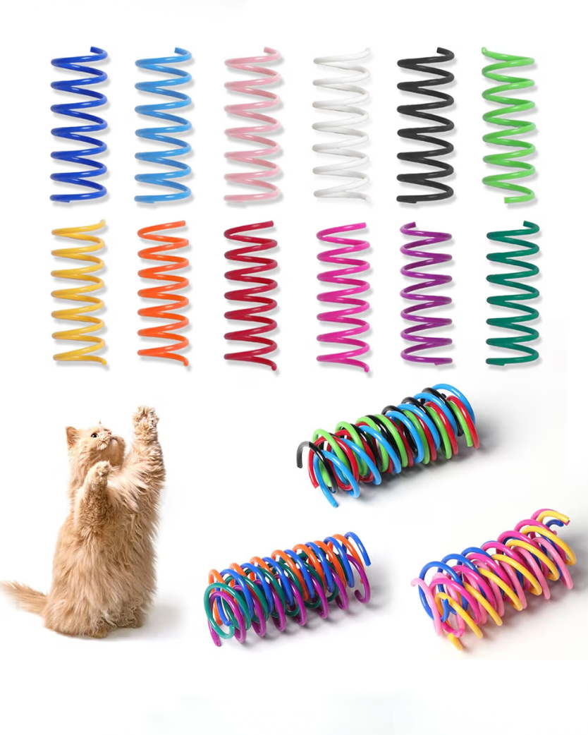 Colorful plastic cat spring toys for kittens indoor exercise toy