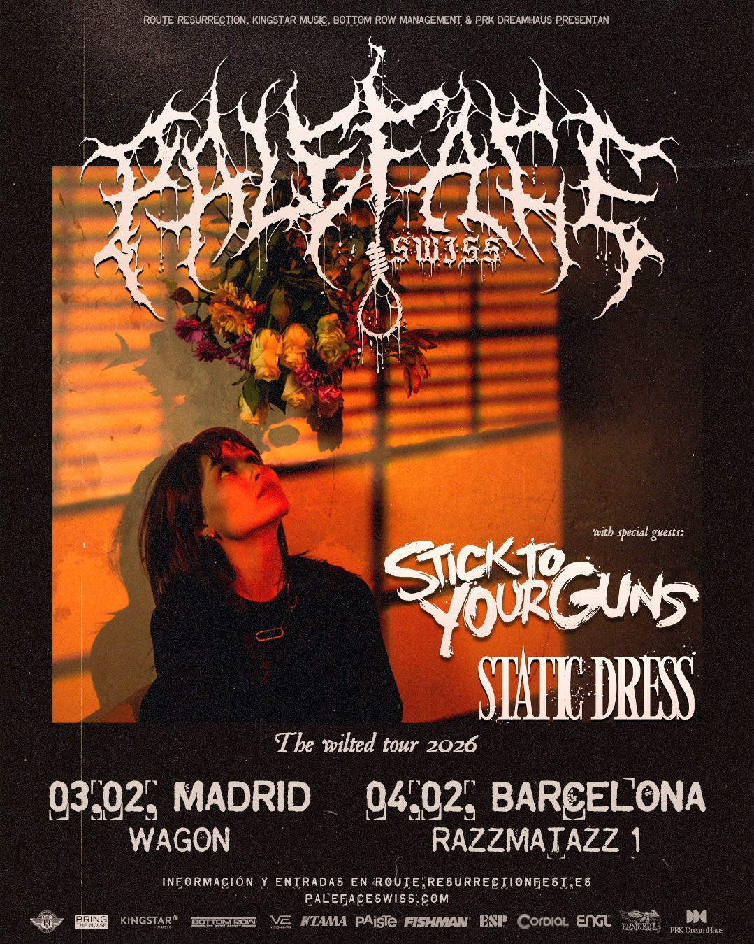 Paleface Swiss en España 2026: conciertos en Madrid y Barcelona con Stick To Your Guns | FOTKAI