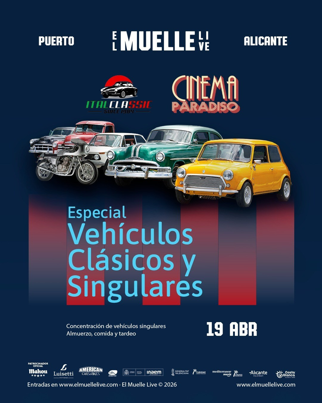 El Muelle Live: музыка, классические авто и Fogueres Fest в Аликанте 18–19 апреля | FOTKAI