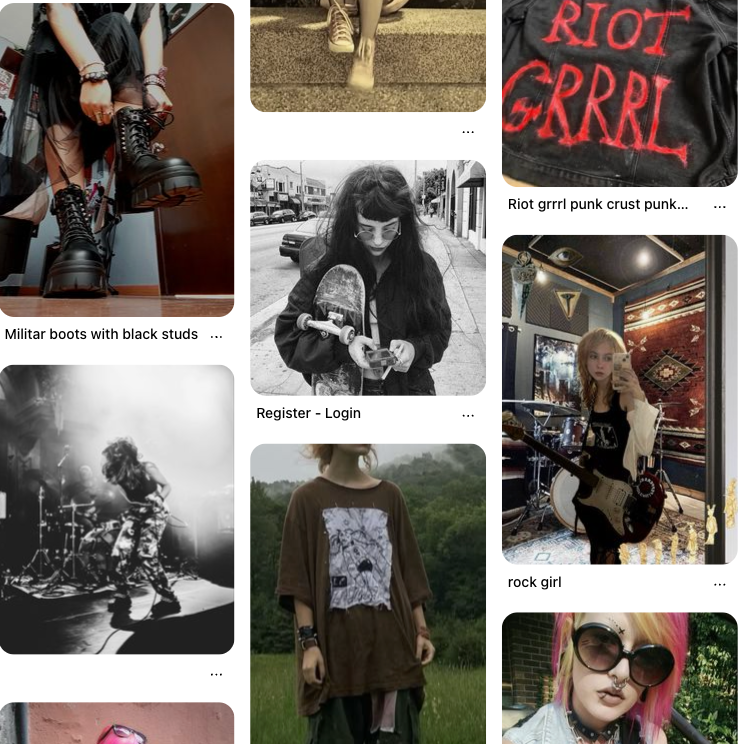 Pinterest moodboard folders with photography inspirations like ‘Photo inspiration’, ‘Couple’, ‘Tattoos’, and ‘Street fashion