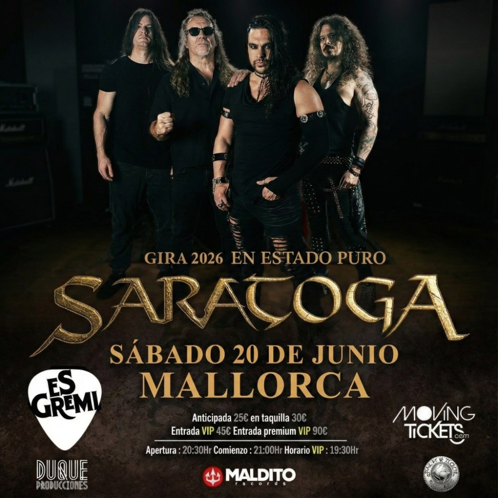 Saratoga — Concert in Mallorca, June 2026: Heavy Metal at Es Gremi with En Estado Puro | FOTKAI