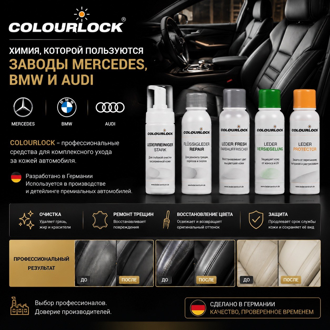 COLOURLOCK: профессиональная система ухода за кожей салона | Shiller.pro. Мастер Детейлинга / Автосервис / Ремонт Кузова PDR / Кишинёв