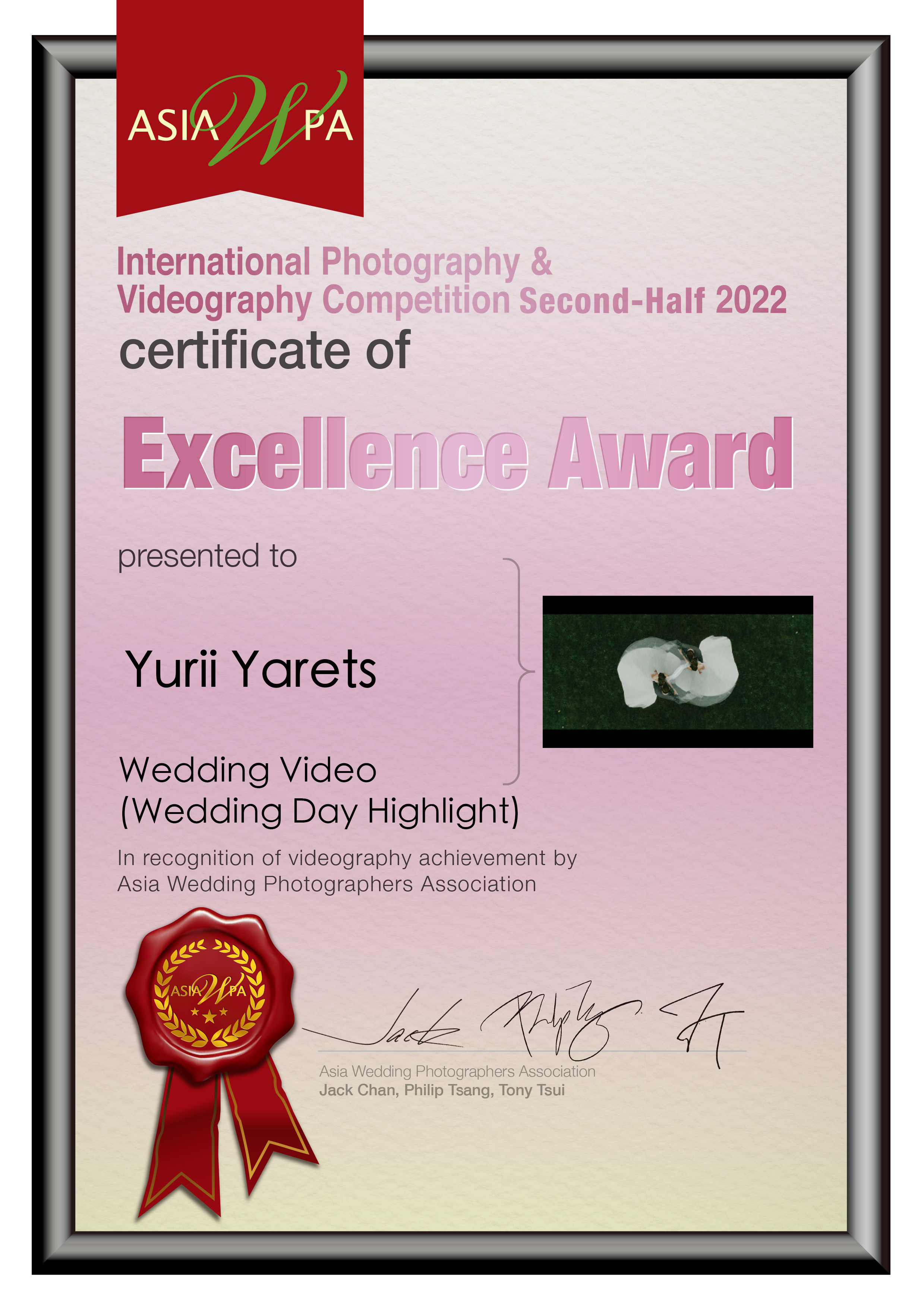 AsiaWPA Videography Competitions. Yarets Studio | Videógrafos y Fotografía de Bodas | Barcelona