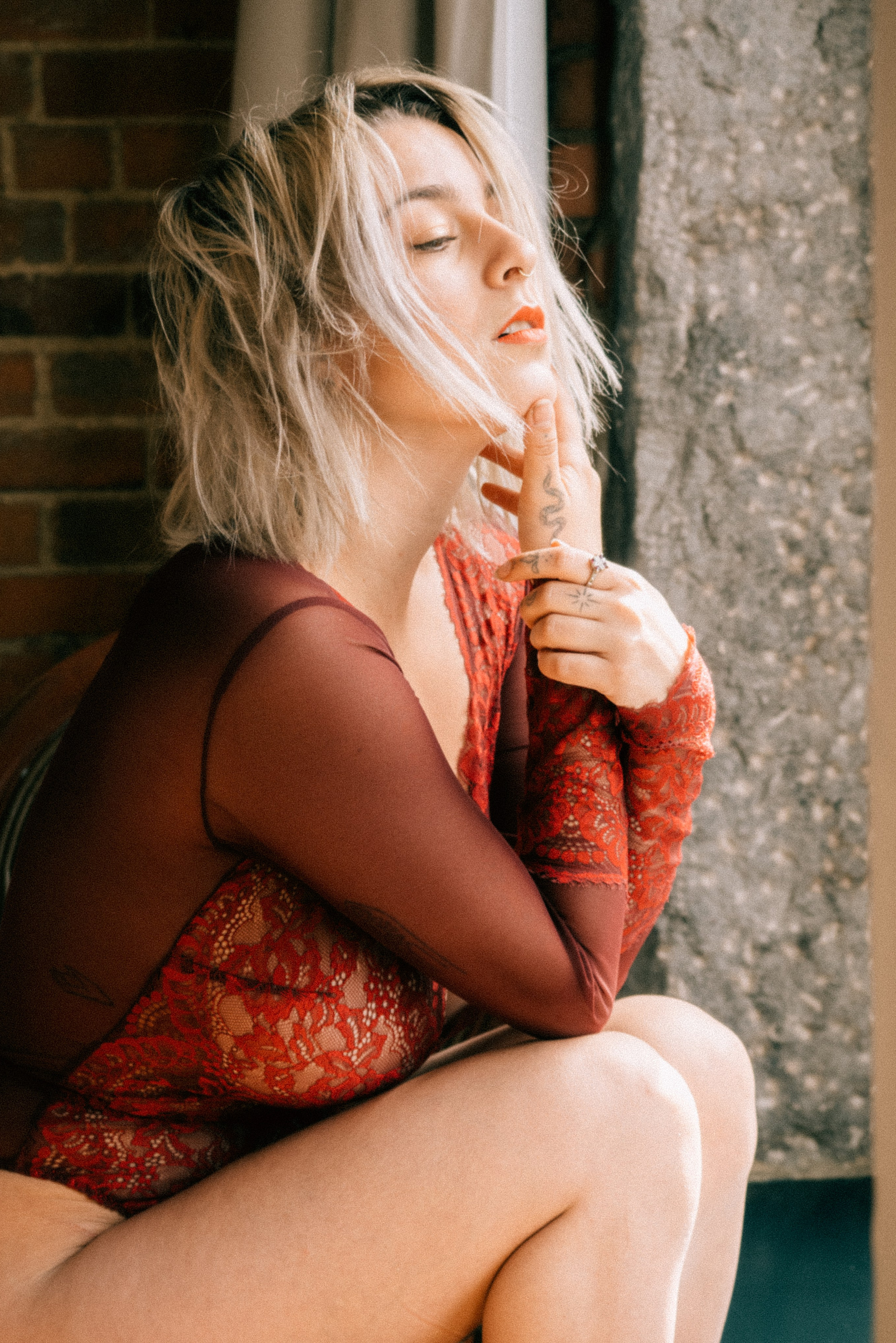 Portrait of a woman with prism effect.