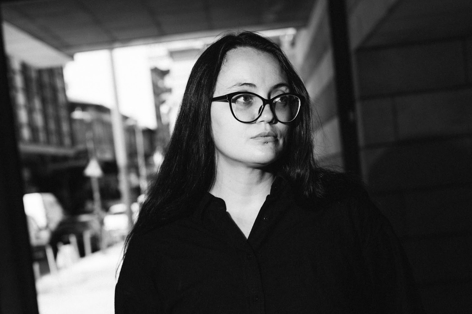 Fine art and portrait photographer Kristina Gaisina in Greece, artistic black and white portrait