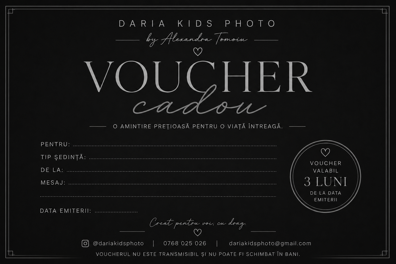 Voucher sedinta foto Bucuresti | Daria Kids Photo