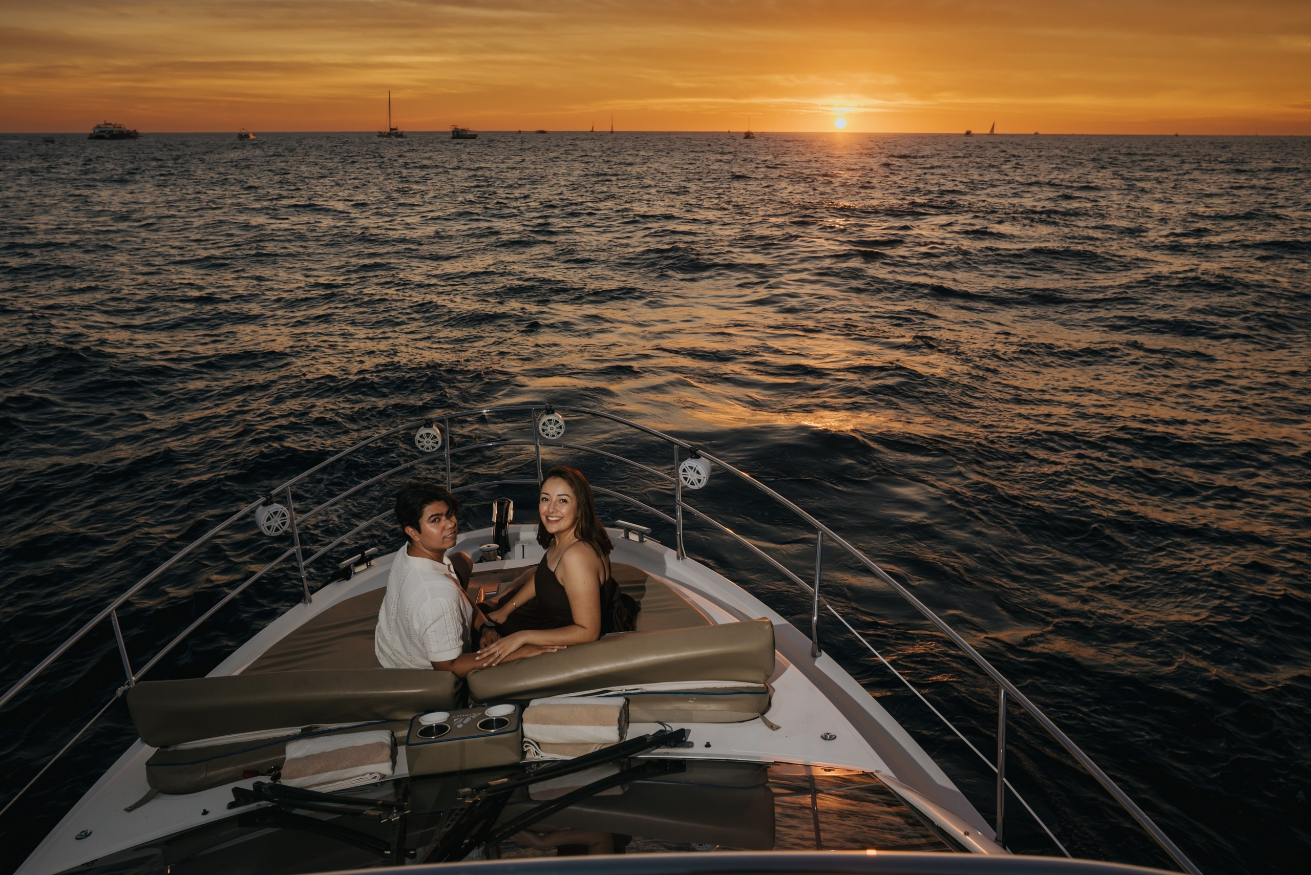 Sunset proposal on a yacht in Cabo San Lucas Mexico