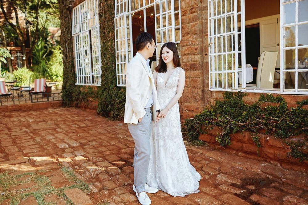 Destination wedding shoot at Giraffe Manor Kenya for Chinese couple