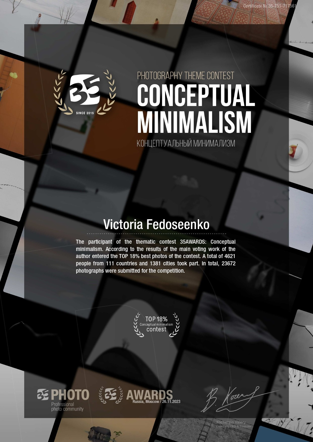 35 AWARDS. Victoria Fedoseenko. Photographer from Serbia