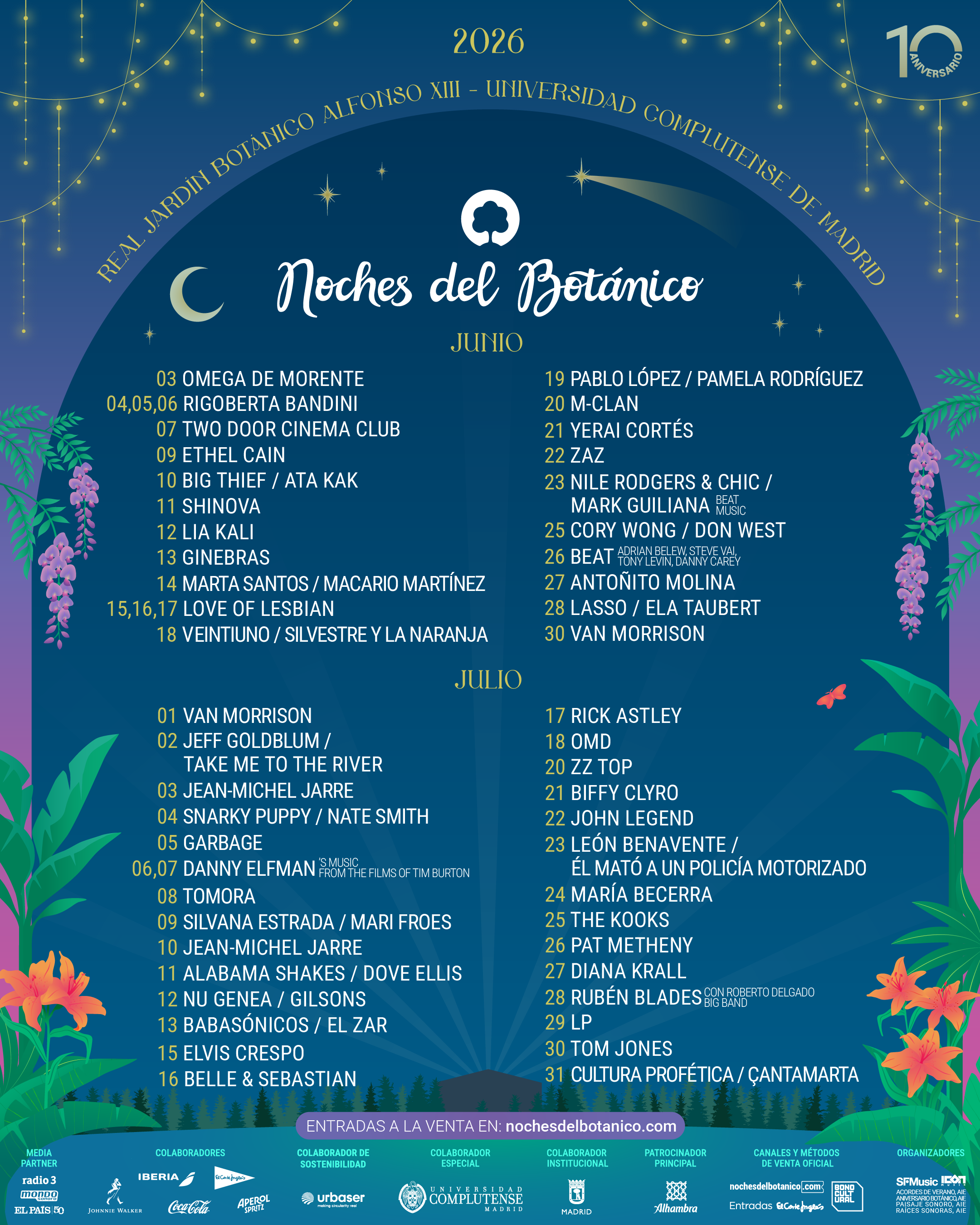 Noches del Botánico desvela el cartel completo de su décimo aniversario: 55 conciertos en Madrid | FOTKAI