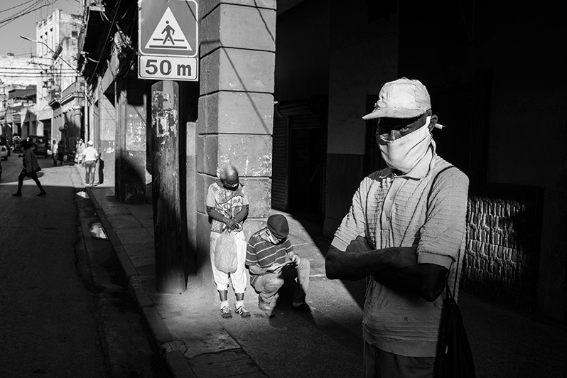 Bus stop on one of the capital's busiest streets during the Covid-19 pandemic, Monte street, Centro Habana district, Havana, Cuba. 2020