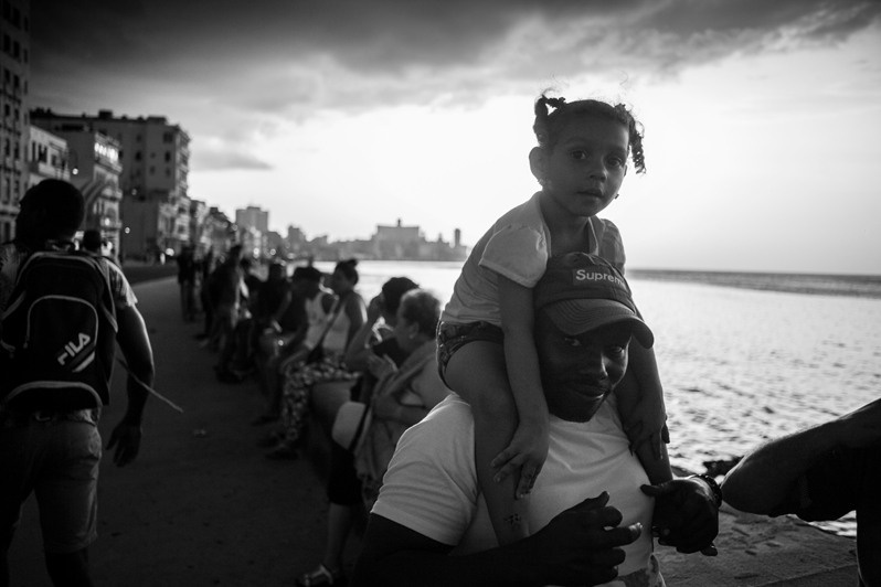 Sunset on the Havana promenade, Malecón street, Centro Habana district, Havana, Cuba. 2019